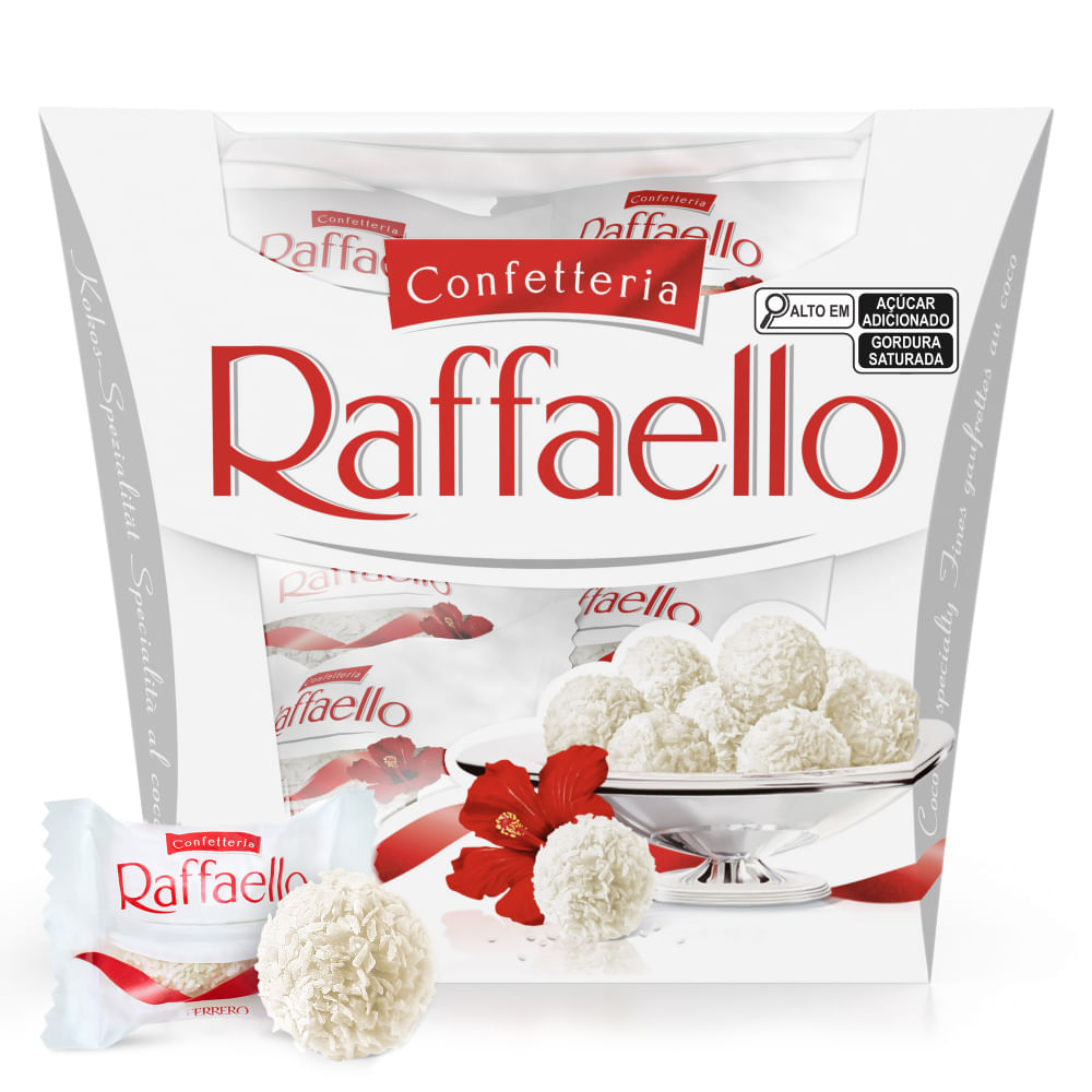 Bombom Raffaello Coco e Amêndoa Ferrero 15 unidades 150g Caixa Premium